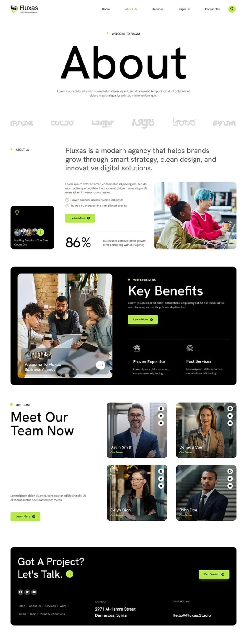 Fluxas -现代商务与机构工作室 Elementor 模板套件 Preview 1