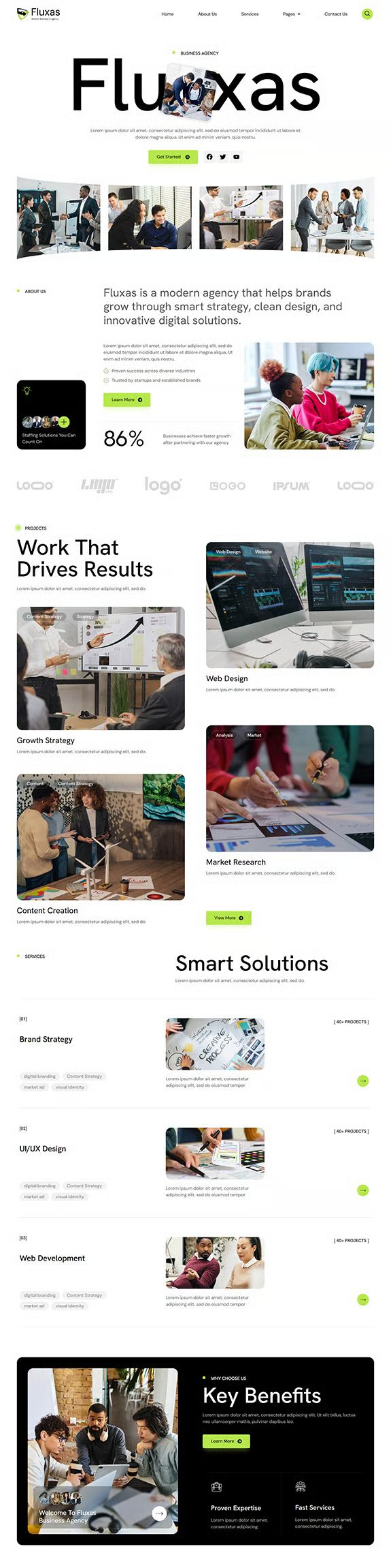 Fluxas -现代商务与机构工作室 Elementor 模板套件 Preview 3